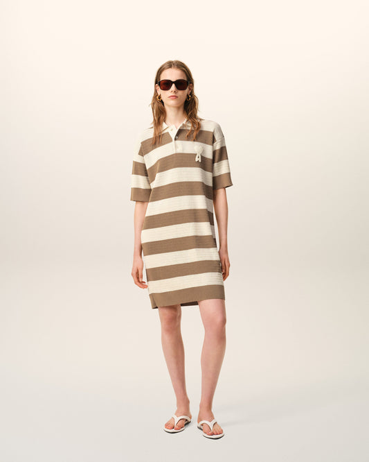 Robe Polo Blanche Et Marron Ami De Coeur en Coton