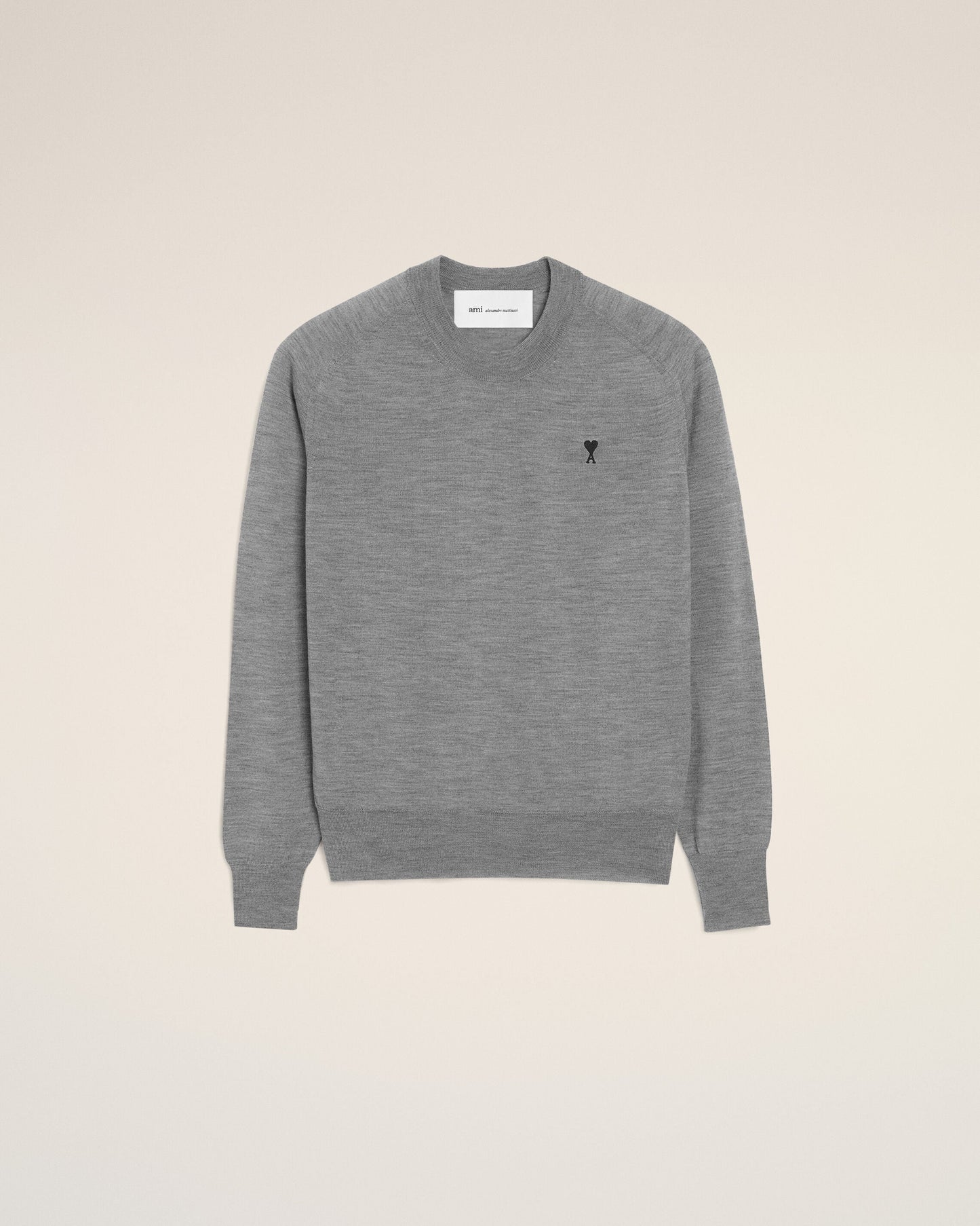 Pull Gris Col Rond Ami De Coeur en Laine