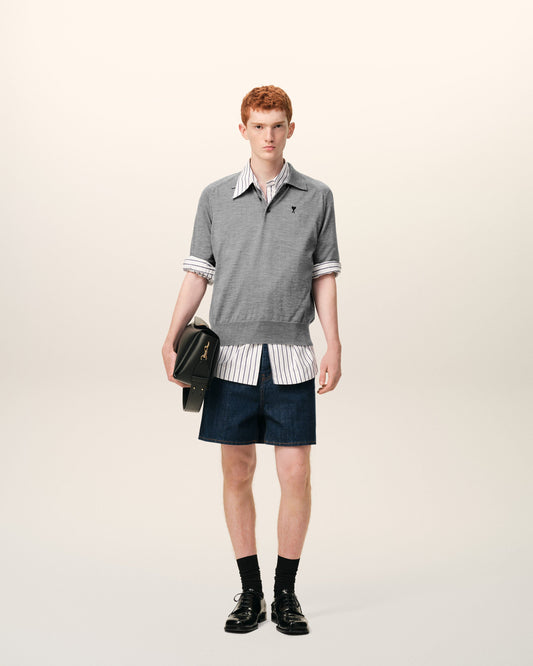 Polo Gris Manches Courtes Ami De Coeur en Laine
